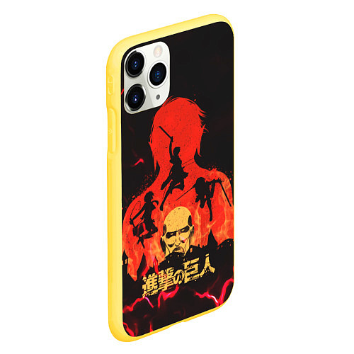 Чехол iPhone 11 Pro матовый Attack on titan Атака титан / 3D-Желтый – фото 2