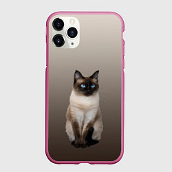 Чехол iPhone 11 Pro матовый Сиамский кот голубые глаза, цвет: 3D-малиновый