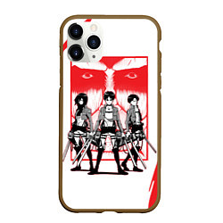 Чехол iPhone 11 Pro матовый Attack on titan Атака титан, цвет: 3D-коричневый