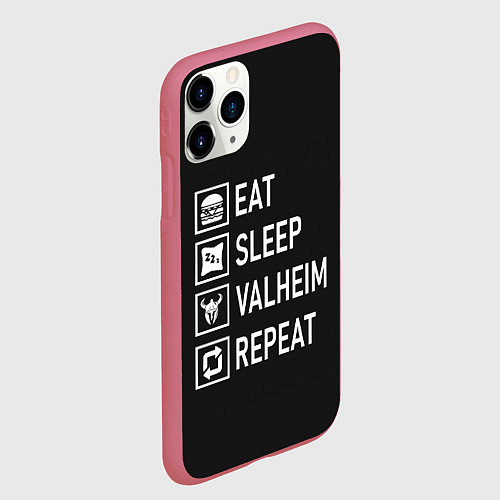 Чехол iPhone 11 Pro матовый EatSleepValheimRepeat / 3D-Малиновый – фото 2