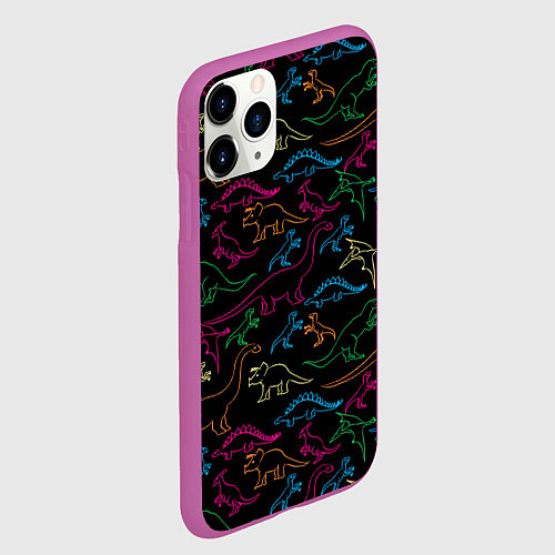 Чехол iPhone 11 Pro матовый Динозавры / 3D-Фиолетовый – фото 2