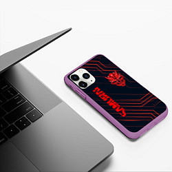 Чехол iPhone 11 Pro матовый CYBERPUNK 2077 samurai, цвет: 3D-фиолетовый — фото 2