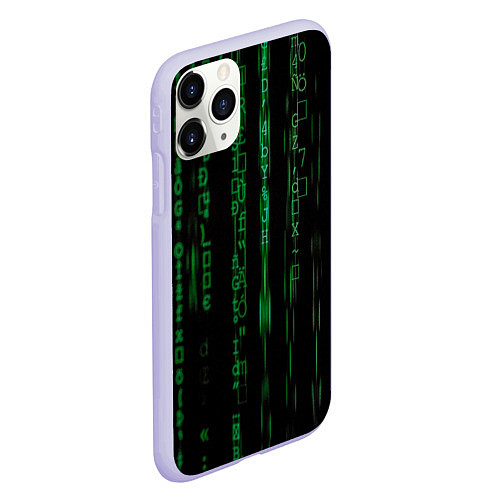 Чехол iPhone 11 Pro матовый Матрица букв и чисел / 3D-Светло-сиреневый – фото 2