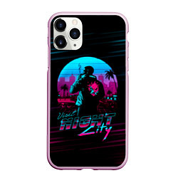 Чехол iPhone 11 Pro матовый Cyberpunk 2077 NIGHT CITY, цвет: 3D-розовый