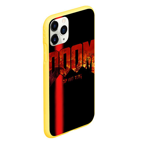 Чехол iPhone 11 Pro матовый Doom Rip and Tear / 3D-Желтый – фото 2
