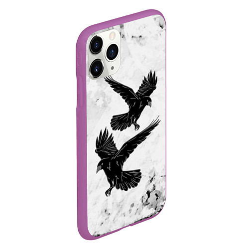 Чехол iPhone 11 Pro матовый Gothic crows / 3D-Фиолетовый – фото 2