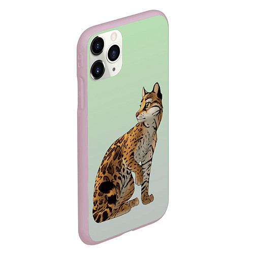 Чехол iPhone 11 Pro матовый Дикий кот оцелот / 3D-Розовый – фото 2