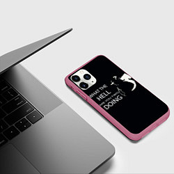 Чехол iPhone 11 Pro матовый What the hell, цвет: 3D-малиновый — фото 2