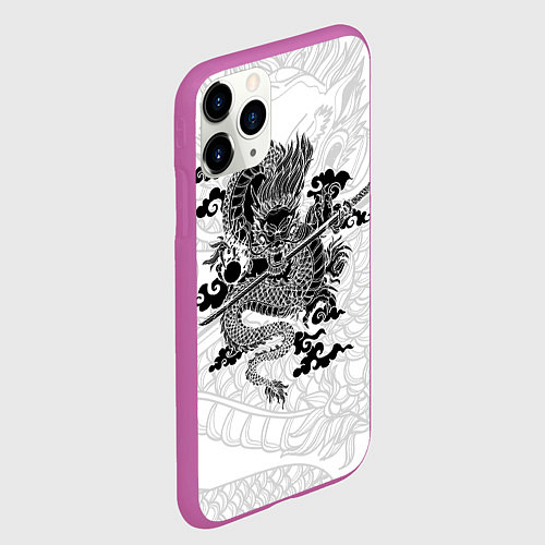 Чехол iPhone 11 Pro матовый ДРАКОН DRAGON / 3D-Фиолетовый – фото 2