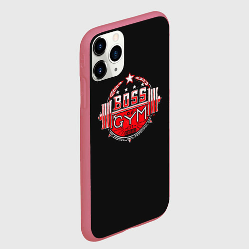 Чехол iPhone 11 Pro матовый Босс этой качалки / 3D-Малиновый – фото 2