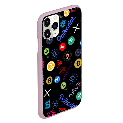 Чехол iPhone 11 Pro матовый BITCOIN PATTERN БИТКОИН Z / 3D-Розовый – фото 2