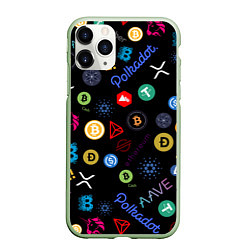 Чехол iPhone 11 Pro матовый BITCOIN PATTERN БИТКОИН Z, цвет: 3D-салатовый