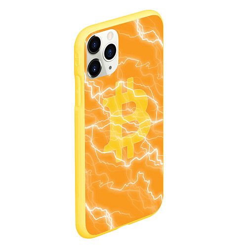 Чехол iPhone 11 Pro матовый Bitcoin / 3D-Желтый – фото 2