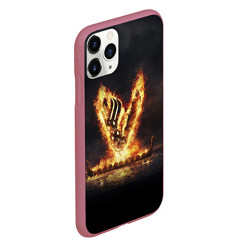 Чехол iPhone 11 Pro матовый Викинги Vikings спина Z / 3D-Малиновый – фото 2