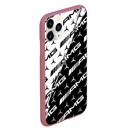 Чехол iPhone 11 Pro матовый MERCEDES BENZ AMG / 3D-Малиновый – фото 2
