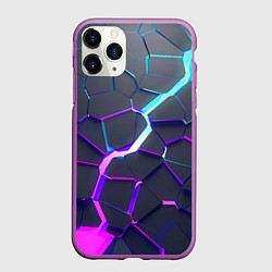 Чехол iPhone 11 Pro матовый НЕОНОВЫЙ РАЗЛОМ 3Д РАЗЛОМ, цвет: 3D-фиолетовый