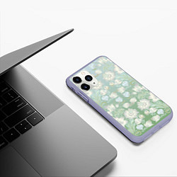 Чехол iPhone 11 Pro матовый Цветочный узор, цвет: 3D-светло-сиреневый — фото 2