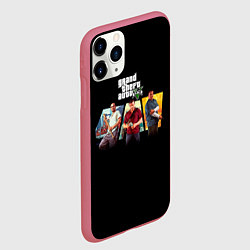 Чехол iPhone 11 Pro матовый Grand Theft Auto V персонажи, цвет: 3D-малиновый — фото 2