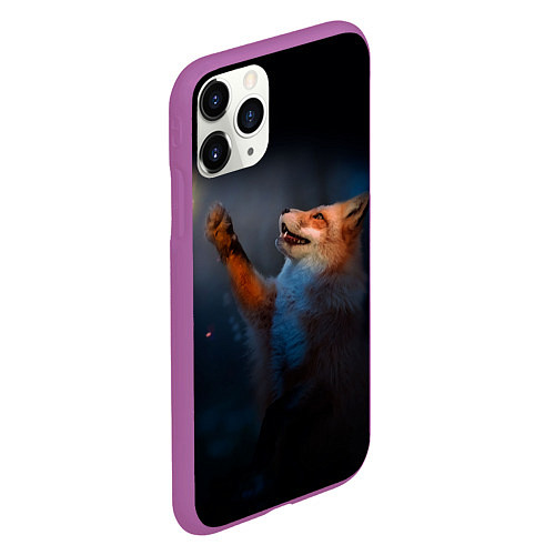 Чехол iPhone 11 Pro матовый Лиса и огонек / 3D-Фиолетовый – фото 2