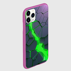 Чехол iPhone 11 Pro матовый ЗЕЛЕНЫЙ РАЗЛОМ 3Д РАЗЛОМ, цвет: 3D-фиолетовый — фото 2