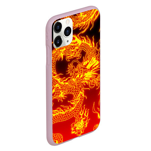 Чехол iPhone 11 Pro матовый ДРАКОН / 3D-Розовый – фото 2