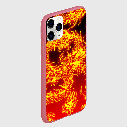 Чехол iPhone 11 Pro матовый ДРАКОН / 3D-Малиновый – фото 2