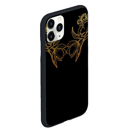 Чехол iPhone 11 Pro матовый Цветы / 3D-Черный – фото 2