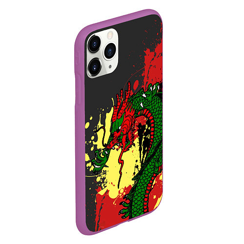 Чехол iPhone 11 Pro матовый Chinese dragon / 3D-Фиолетовый – фото 2