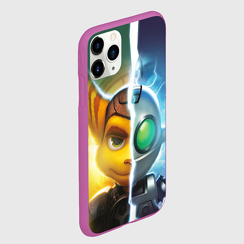 Чехол iPhone 11 Pro матовый Рэтчет и Кланr / 3D-Фиолетовый – фото 2