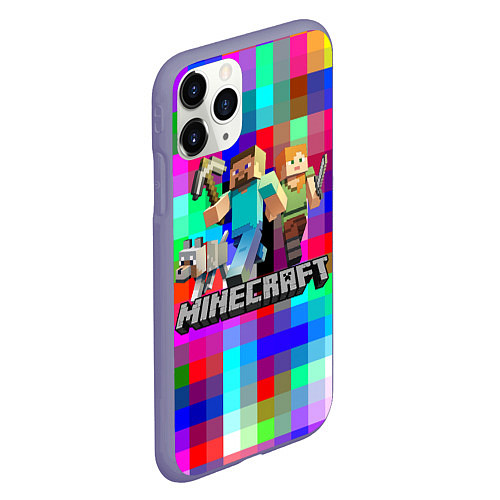 Чехол iPhone 11 Pro матовый MINECRAFT МАЙНКРАФТ / 3D-Серый – фото 2