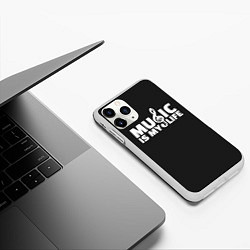 Чехол iPhone 11 Pro матовый Music is My Life, цвет: 3D-белый — фото 2