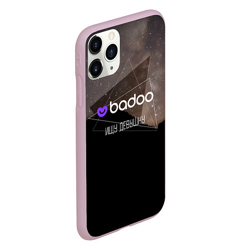 Чехол iPhone 11 Pro матовый Badoo Баду Ищу девушку / 3D-Розовый – фото 2