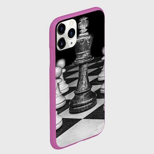 Чехол iPhone 11 Pro матовый Шахматы / 3D-Фиолетовый – фото 2