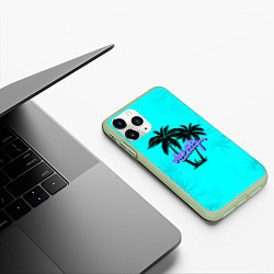 Чехол iPhone 11 Pro матовый GTA Vice City гавайка, цвет: 3D-салатовый — фото 2