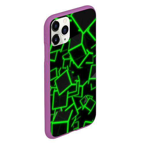 Чехол iPhone 11 Pro матовый Cyber cube / 3D-Фиолетовый – фото 2