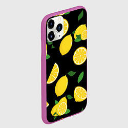 Чехол iPhone 11 Pro матовый Лимоны на чёрном, цвет: 3D-фиолетовый — фото 2