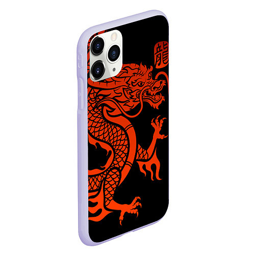 Чехол iPhone 11 Pro матовый RED CHINA DRAGON / 3D-Светло-сиреневый – фото 2