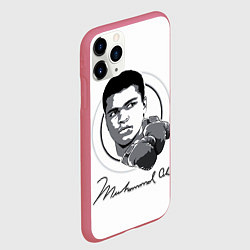 Чехол iPhone 11 Pro матовый Мухаммед Али Автограф ЧБ, цвет: 3D-малиновый — фото 2
