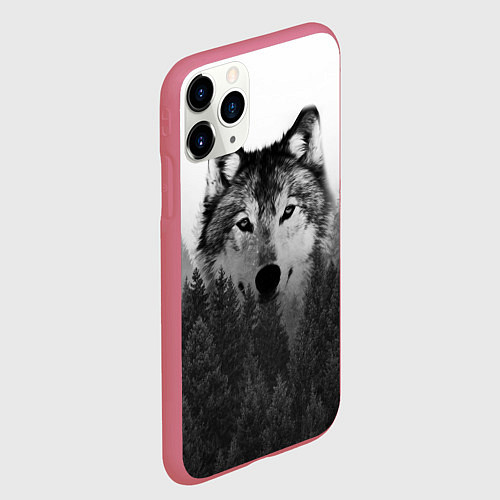 Чехол iPhone 11 Pro матовый Волк / 3D-Малиновый – фото 2