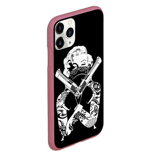 Чехол iPhone 11 Pro матовый GANGSTA MARILYN / 3D-Малиновый – фото 2