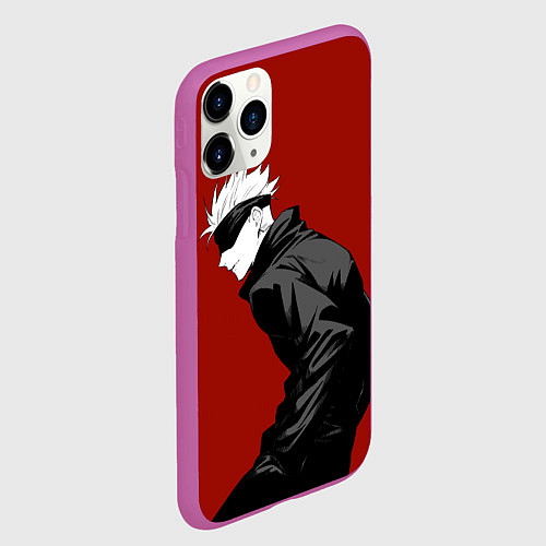 Чехол iPhone 11 Pro матовый Годжо Магическая Битва арт02 / 3D-Фиолетовый – фото 2