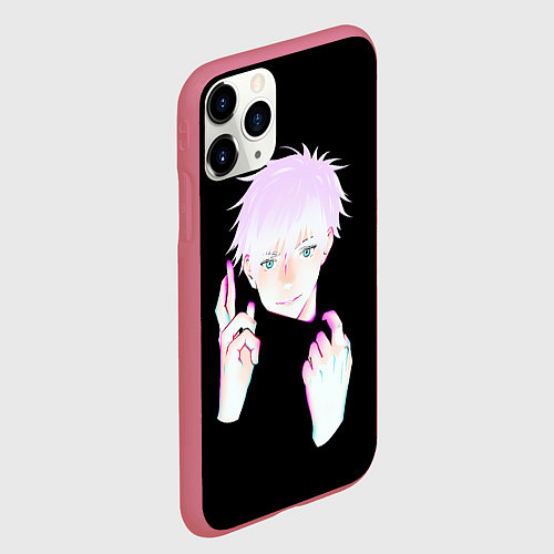 Чехол iPhone 11 Pro матовый ГОДЖО САТОРУ GOJO SATORU / 3D-Малиновый – фото 2