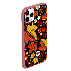 Чехол iPhone 11 Pro матовый ХОХЛОМА, цвет: 3D-малиновый — фото 2