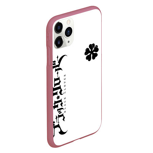 Чехол iPhone 11 Pro матовый Черный клеывер аниме / 3D-Малиновый – фото 2