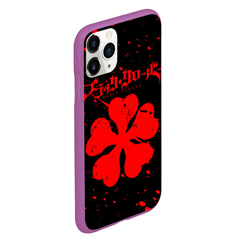 Чехол iPhone 11 Pro матовый ЧЕРНЫЙ КЛЕВЕР АНИМЕ, / 3D-Фиолетовый – фото 2