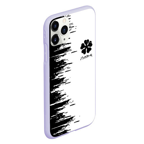 Чехол iPhone 11 Pro матовый Чёрный клевер, / 3D-Светло-сиреневый – фото 2