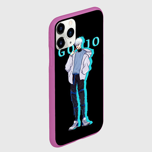 Чехол iPhone 11 Pro матовый Годжо Сатору Магическая битва / 3D-Фиолетовый – фото 2