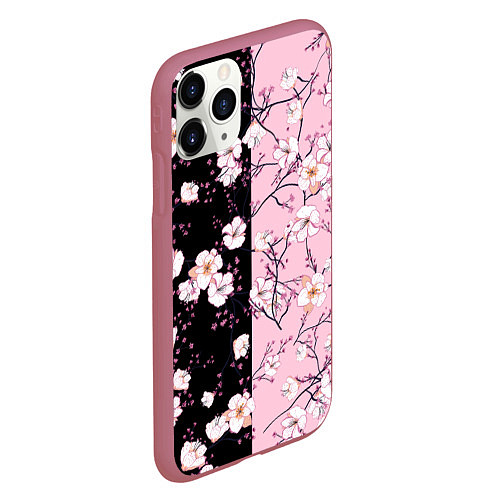 Чехол iPhone 11 Pro матовый САКУРА SAKURA ВИШНЯ / 3D-Малиновый – фото 2