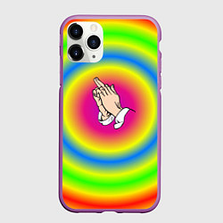 Чехол iPhone 11 Pro матовый Bright print, цвет: 3D-фиолетовый