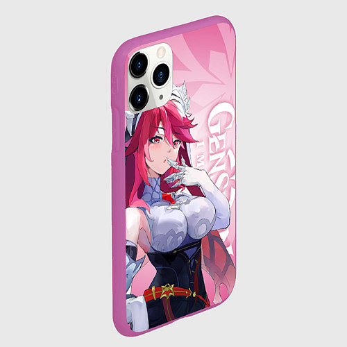 Чехол iPhone 11 Pro матовый GENSHIN IMPACT, РОЗАРИЯ / 3D-Фиолетовый – фото 2